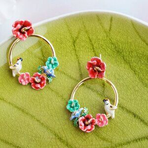 Cute bird earrings 18k gold plated Bill skinner